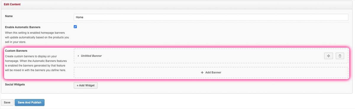 On the Edit Content page, you have an option to upload a custom banner near the bottom of the page.