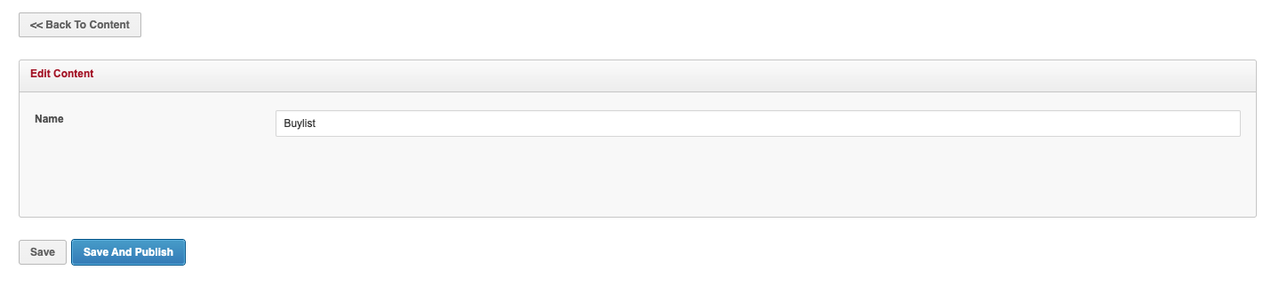 This page prompts you to enter a navigation title for the Buylist page you create.